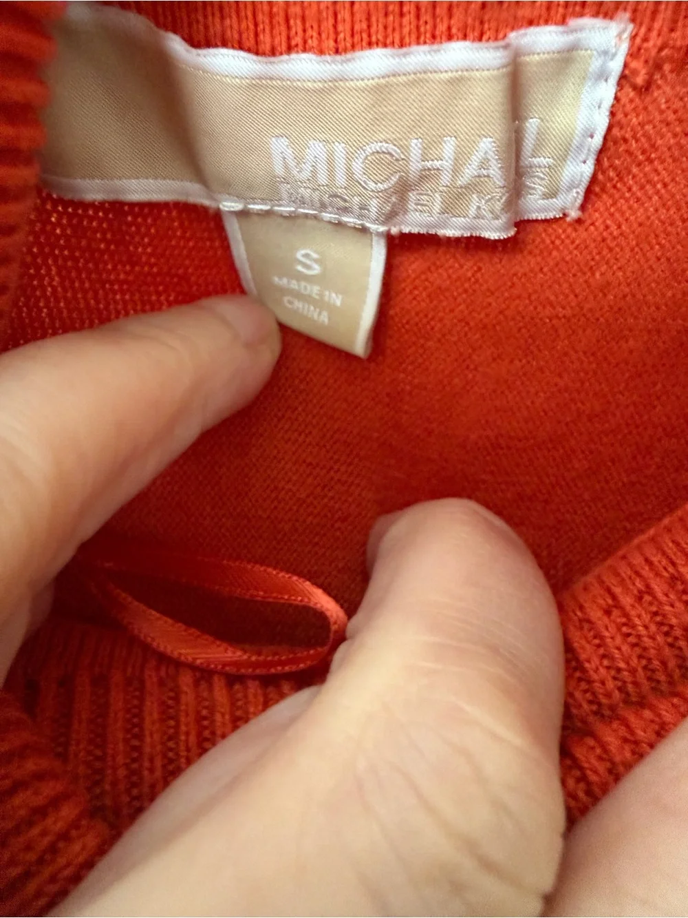 Michael Kors Orange Turtleneck Poncho Style Top with Front Pockets